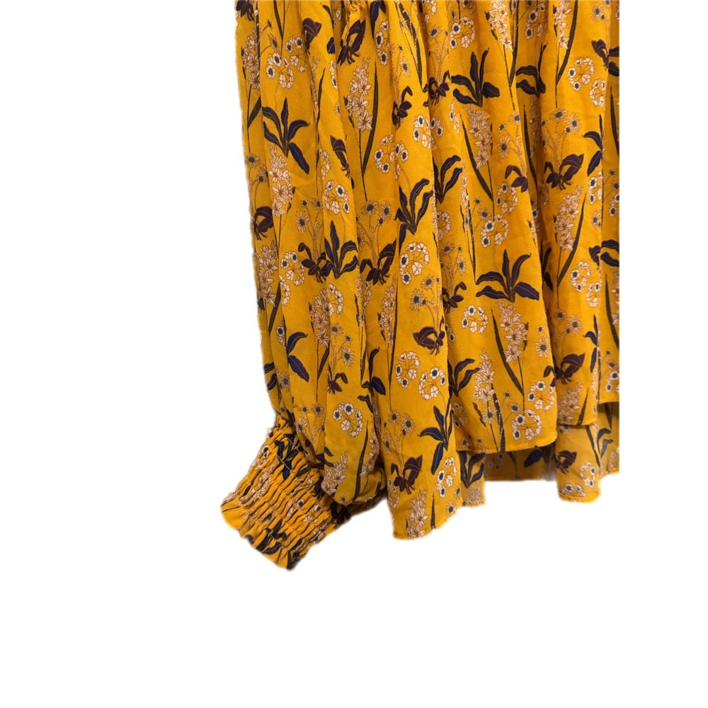 Rose‎ + Olive Smocked Floral Blouse Womens Size M Mustard Yellow Excellent Boho - Picture 5 of 8